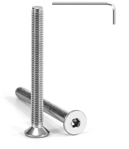 Tunejoy Viti a Testa Svasata M4 x 40 mm Vite a testa svasata Brugola Bulloni in Acciaio Inox A2 V2A Viti a Testa Piatta Norma DIN 7991 con Chiavi a Esagono Filettatura Completa 20 pezzi