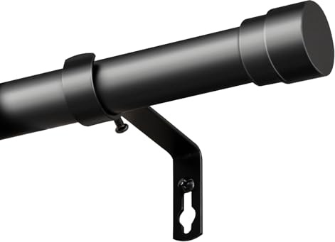 BellaHills Barra de Cortina Negra Extensible 76-190cm,25 mm de Diámetro Barra,Instalación con Taladro Incluida,Soltero,Diseño Industrial,Sala, Habitación,Resistente 20kg