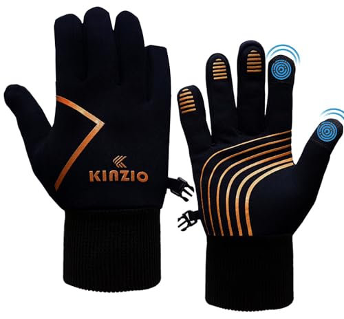 KINZIO Thermo-Handschuhe, Winterhandschuhe, Winddicht Wasserdicht rutschfest Touchscreen-Handschuhe Laufhandschuhe Arbeitshandschuhe Warme Handschuhe Für Männer Frauen Sport Laufen Reiten Fahren (L)