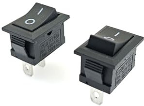 JZK Lot de 2 mini-interrupteurs à bascule rectangulaires marche/arrêt, 2 positions SPST, 2 broches, 6 A, 250 V/10 A, 125 V CA, pour voiture, bateau, appareils électroménagers