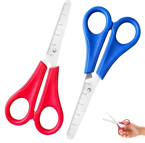 2 Pcs Kids Scissors – Children’s Safety Scissors with Blunt Tips, Non-Slip Handles for School & Crafting, Right & Left Handed Use
