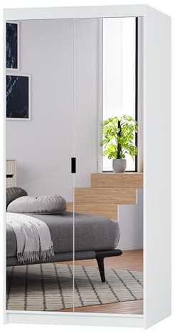 AXLIVING Schrank mit Spiegel Weißen Kleiderschrank Storicos 2D 89,7cm