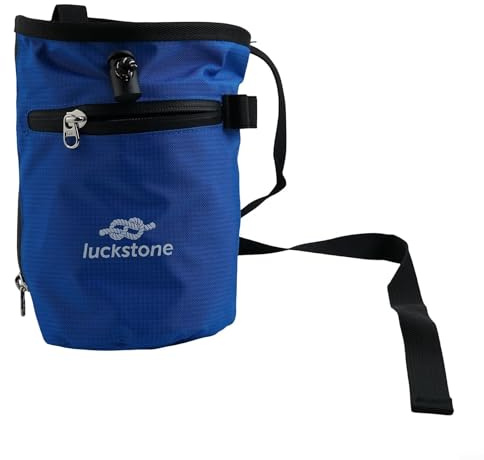 Gdfnmogo Sac à craie pour escalade, bloc et salle de sport, tissu Oxford 420D avec doublure en polaire, imperméable et anti-fuite, réglable (bleu)
