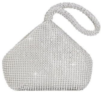 CBMZHF Bolso de mano Flapper de los años 20 – Bolso de noche con cuentas de lentejuelas con purpurina de pavo real para mujer, accesorio de disfraz de Gatsby, fiesta de boda, plateado, 16x14