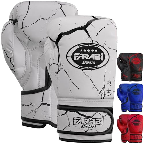 Farabi Sports Kids Boxing Gloves Junior Punching Gloves 4, 6-oz Unisex Youth KickBoxing Training Gloves for MMA Muay Thai Focus Pads & Punching Bags (White, 8-oz)