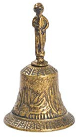 ARTERAMEFERRO Campana in Ottone Anticato con Napoleone Bonaparte, Stile Napoleonico da Collezione, 9x9x15 cm, Made in Italy