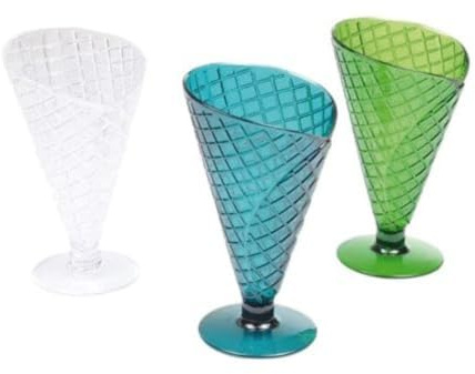 Homéa, Set de 3 Coupes Acrylique Forme Cornet 220Ml - 3 Couleurs Ass - PS - H16,5 cm, Assortis