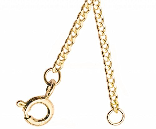 ANTOMUS® 18K YELLOW GOLD VERMEIL Solid Sterling Silver Diamond Cut Curb 45(1.50mm Gauge) 6 Inch Extender Chain.
