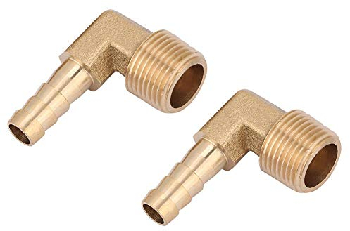 2PCS Laiton Filetage Mâle Raccord Coudé 90° Tuyau égal Coude G3 / 8 Filetage Métallique Métaux Tuyau Air/Eau/Essence/Huile/Gaz Inertes(8mm)