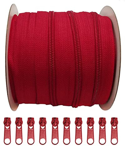 1 rouleau de fermetures à glissière en nylon de 25 mètres de long avec 10 curseurs en métal gratuits pour la couture, l'artisanat, les vêtements et plus encore (25 m, 148)