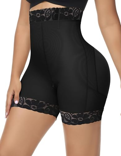 SHAPSHE Body Shaper for Women Tummy Control Butt Lifting Shapewear Shorts High Waisted Seamless Open Crotch Faja Shorts Extra Firm Flat Tummy Waist Slimmer Panties Black Medium