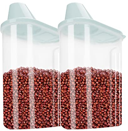 TOWEAR Dog Food Container, Airtight Cat Pet Food Storage Container with Measuring Cup, Dry Food Dispenser for Dog Cat Bird Fish, 2 Pack (blue)