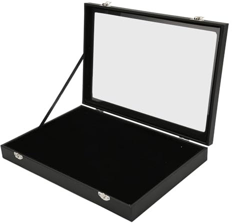 Boîte D'affichage à épingles, Vitrine à épingles Anti-Poussière avec Vitrine Transparente Vitrine à épingles en Bois Noir Pins Badges Affichage Et Stockage (L)