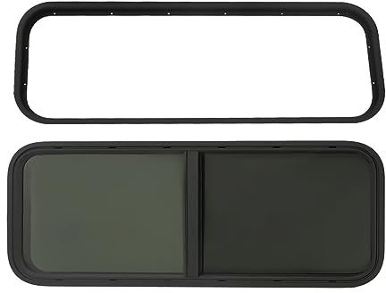 Caravan Side Window, Caravan Window Horizontal Sliding Side Window with Window Insect Protection, Caravan Window Aluminium Caravan Window 90 x 30 cm for Caravan Trailer, Black