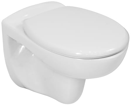 LAVITA WC da parete Arctic | WC sospeso | coperchio WC con abbassamento automatico e cerniere in metallo | WC senza bordi da appendere | sedile WC | 350 x 535 x 535 mm | bianco lucido