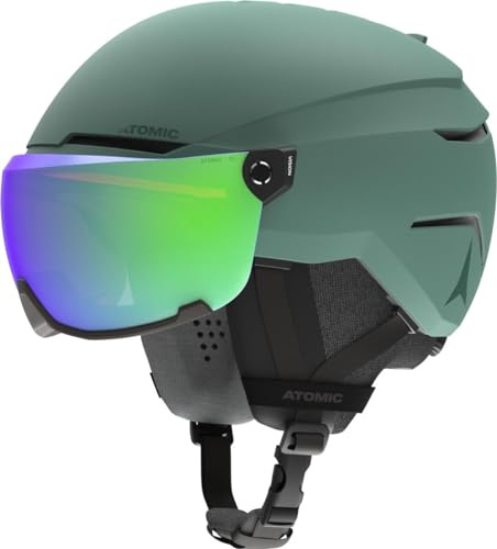 ATOMIC Savor Visor Stereo Skihelm mit Visier - Green - Größe S - Snowboard- & Ski-Helm mit Brille - 360° Fit System & Active Aircon Belüftungssystem - Holo Core für maximale Stoßdämpfung
