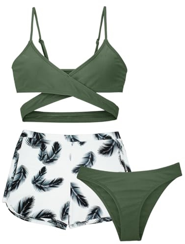 SEAUR Bikini Fille Ensemble 3 Pièces Maillot de Bain Filles Ensemble de Bikinis Enfants Maillots de Natation Plage Swimwear 8-9 Y
