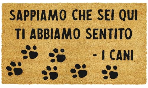 Comart - Zerbino Cute in Cocco - 40x70 cm - Tappeto con Scritte Divertenti su Cani e Gatti - per Ingresso Esterno e Interno - Simpatico Regalo per Entrata di Casa - Antiscivolo - Ti Abbiamo Sentito
