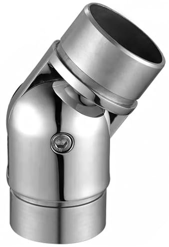 Edelstahl Handlauf Gelenkverbinder, 42,4 mm Einstellbarer Winkel Edelstahl Geländer Zubehör, Handlauf Konfigurator Verbinder für Treppe, Balkon, Außenbereich
