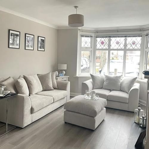 Generic Plush Velvet 3+2 Settee Sofa Sets - Dylan 2 Seater & 3 Seater - Cream, Scatter Back & High Back - Modern Seaters Suite