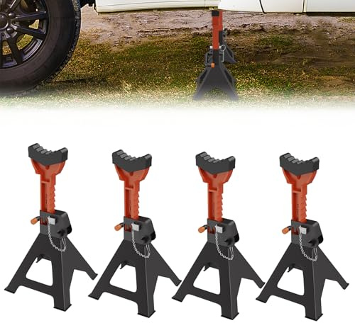 ACXIN 2 Paar Unterstellböcke für Auto, PKW, LKW & Wohnmobile, 3T Stützböcke Wagenheber, Höhenverstellbar 28-42 cm, Stützbock Ständer inkl. Sicherungssplint für Werkstatt oder Garagenarbeit
