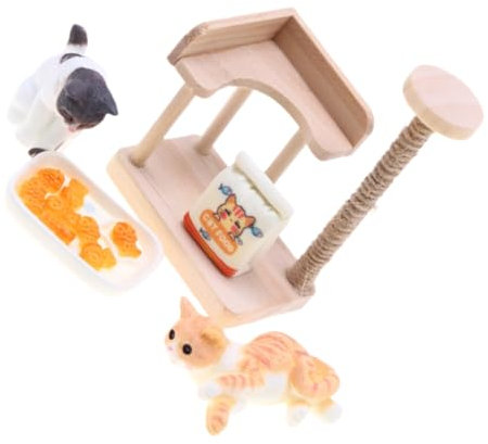 HEMOTON Modelo De Árbol para Gatos Miniatura De Madera Compacta para Decoración y Accesorios De Casas De Muñecas, Adecuado para Proyectos DIY y Micro Paisajes