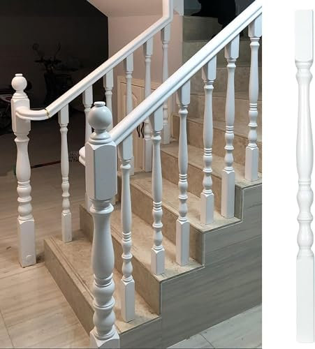Balaustra in legno ringhiera per scale, ponte, portico, bianco, per interni, balcone, loft, mandrino, 1 confezione