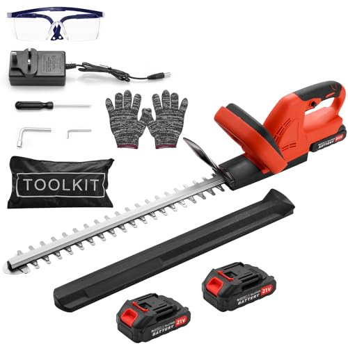 21V Cordless Hedge Trimmer With Battery and Charger - 51cm (20 Inch) Cutting Length, Grass Trimmer Bush Trimmer with Battery for Yard, Garden, Lawn