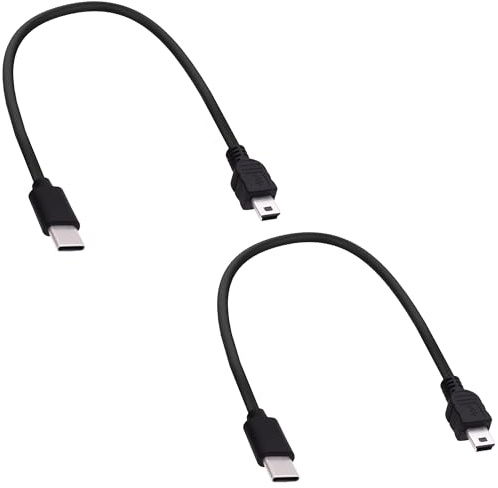 YARCHONN Mini B USB a USB C OTG Cable Tipo C macho a 5 pines Mini USB Conector Datos Cargador Convertidor Cable Adaptador Cable para Cámara Digital Juego Controlador Dash Cam Teléfono GPS -28 cm / 2