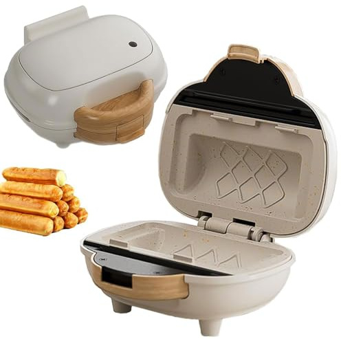 Corn Dog Maker,Hot Dog Cheese Stick Press Iron,500W Sausage Roll Machine,Multifunctional Electric Breakfast Machine with Ceramic Glaze Non-Stick Coating Plates,for Sausage, Hot Dog