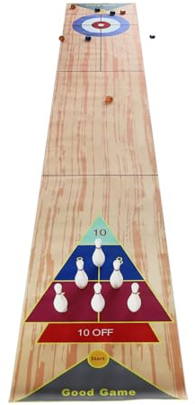 3 in 1 Tisch Curling Spiel, 3.6 * 0.57m Curling und Shuffleboard Table Top Game, Bowling Shuffleboard Tischset, Curling Spiel Tabletop Tischspiel mit 8 Shuffleboards, für die 1-8 Zuhause und Büro