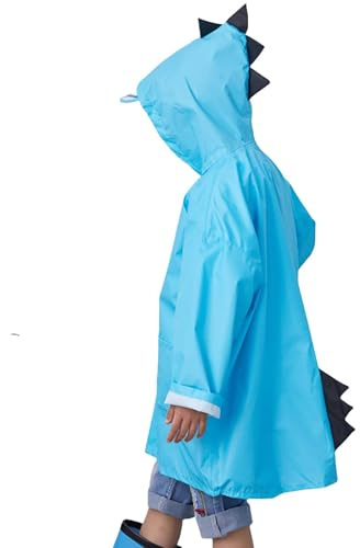 Generisch Spring, Summer Boys Girls Plain Buttoned Thick Poncho Raincoats Rain Ponchos, blue, 10-11 Years