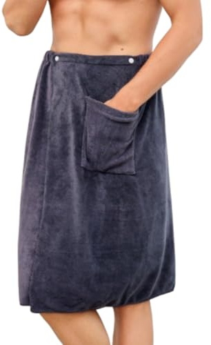 Mikiuly Kilt da Sauna per Uomo, Asciugamano da Bagno Regolabile con Bottoni a Pressione, Asciugamano per Sauna in Morbida Microfibra da Uomo, per Doccia SPA Palestra, 70x140 cm