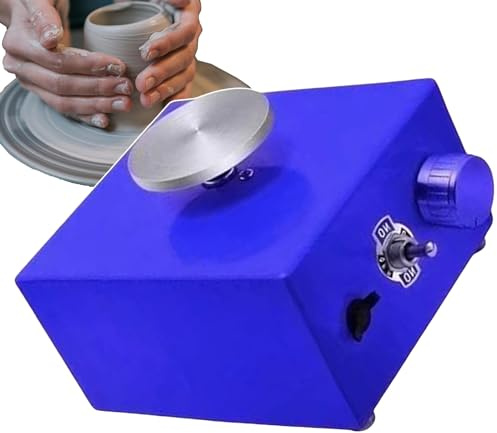torno de alfarero, Máquinas eléctricas de arcilla cerámica con velocidad ajustable 2000 RPM - 2 platos giratorios aleación aluminio Kits suministros for manualidades for regalo(Blue)