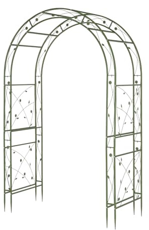 Bonnlo Arco de Jardín Metálico, Arco para Rosa, Estructura Resistente para Plantas Trepadoras, Decoración para Boda, Patio, Jardín y Exterior (Verde, 212x59x139 cm, Doble Marco)