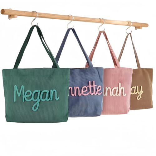 ART LUNIC Tote De Pana Bordado Personalizado, Bolsa De Regalo De Dama De Honor Personalizada, Bolso Esencial Todos Los Días, Bag De Viaje, Regalo Para Ella