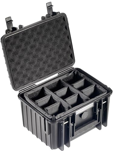 B&W Transportkoffer Outdoor - Typ 2000 - Schwarz mit variabler Facheinteilung - Wasserdicht nach IP67 Zertifizierung, Staubdicht, Bruchsicher und Unverwüstlich