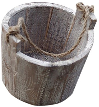 Backbayia Seau en Bois Pot de Fleur avec Corde Jute Vase Plante Succulente Bonsaï Patio Extérieur Jardin Décor