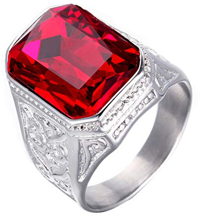 PAURO Homme Bague de Mariage en Zircone Cubique avec Une Grosse Pierre