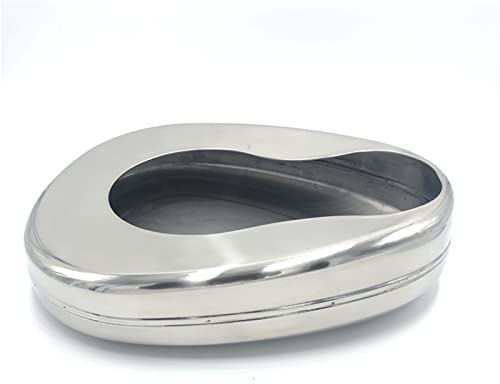 Stainless Steel Bed Pan for Elderly Females, Portable Bedpan Urine Collection Bedpan with Cover and Handle Home Bed Pans for Homes or Domestic Settings Adults Elderly