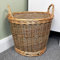 Unpeeled Log Basket 33cm Lined Woven Wicker Brown Round Fireplace Storage With Handle