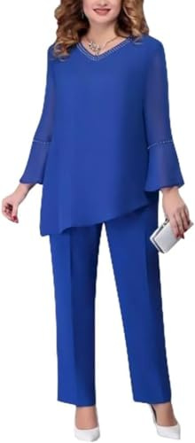 La Elegante Camisa de Gasa de Dos Piezas Las Mujeres los Pantalones de Cintura Alta el Traje de Dos Piezas el Vestido de Noche de Tul de Gran tamaño Elegante Vintage Dos Piezas