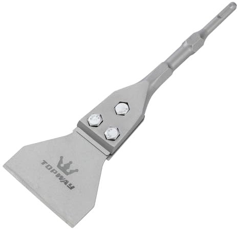 TOPWAY 4 Inch SDS Plus Floor Scraper Chisel 300mm x 100mm for Removal of Tiles, Floor Adhesive, Carpets, Linoleum, Plywood, Thinset and Wall Surfaces 121117