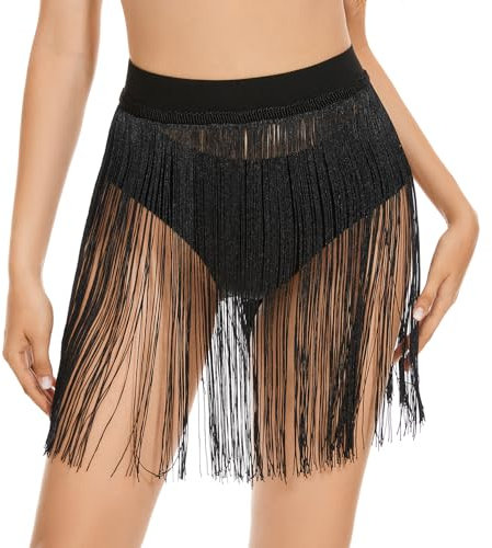 XZQTIVE Fransenrock Damen Festival Quastenrock Punk Gothic Rock Gürtel Tanz Hip Halloween Rock Gürtel für Party Clubwear Schwarz Passen Taille Größe 80-98cm