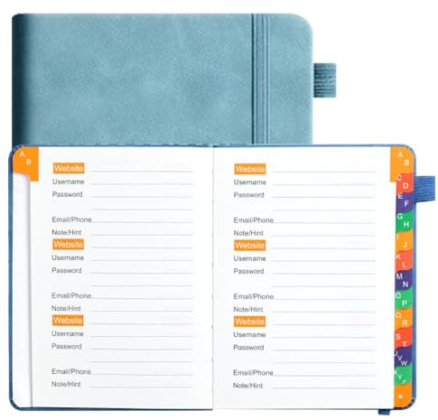 Carnet d'adresses et mots de passe, Carnet d'adresses et mots de passe - Livre pour organiser les mots de passe du site Web avec des onglets alphabétiques, Carnet de poche avec registre d'adresses