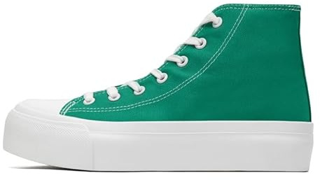 xinran & shengli herr high top sneakers unisex män kvinnor plattform canvas skor sportskor promenadskor, Grön, 41.5 EU