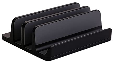 Aluminum Slots Vertical Laptop Stand Adjustable 2 Slot Desk Holder Dock Base Width Adjustable For Phones Laptops