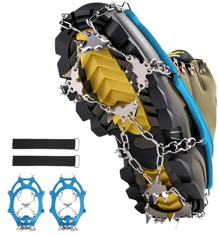 Pnosnesy Walk Traction Cleats,24 Spikes Crampons for Shoes,Ready Ice Cleats - Unisex with Durable Alloy Teeth for Outdoor Activities, Climbing Mountaineering,Walking,Hiking