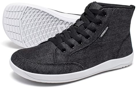 HOBIBEAR Zapatillas Barefoot de Hombre, Puntera Ancha, Caña Alta de Lona