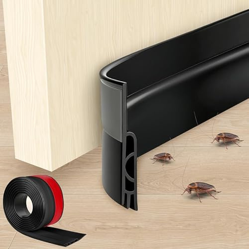 HAGOT Burlete Puerta Entrada, Burlete Bajo Autoadhesivo para Insonorización, Corrientes, Prueba, Polvo, Rápido y Sencillo, 100x5cm (Negro)